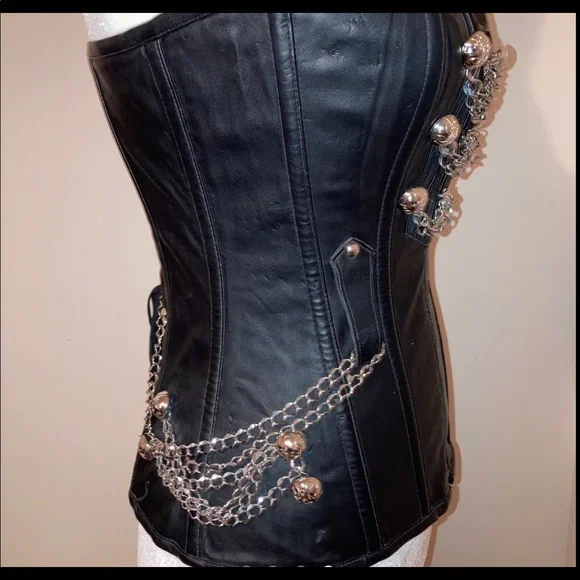 ✠ SteAmPuNk Vegan Leather Chain Corset ✠ - Picture 3 of 4
